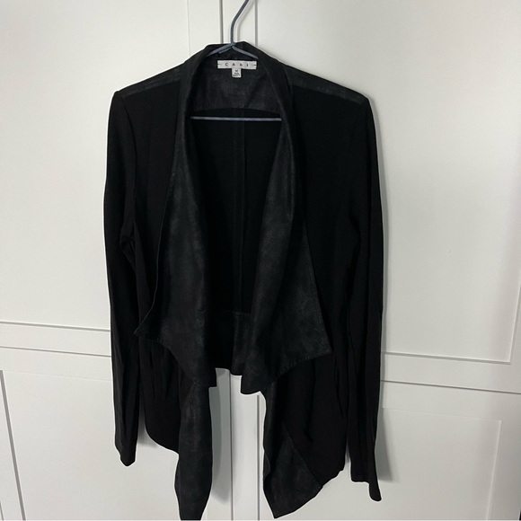 Cabi 529 Owens Waterfall drape faux black jacket - Picture 2 of 10